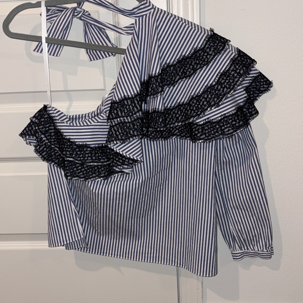 Veronica Beard Isla Ruffle One Shoulder - Picture 2 of 3